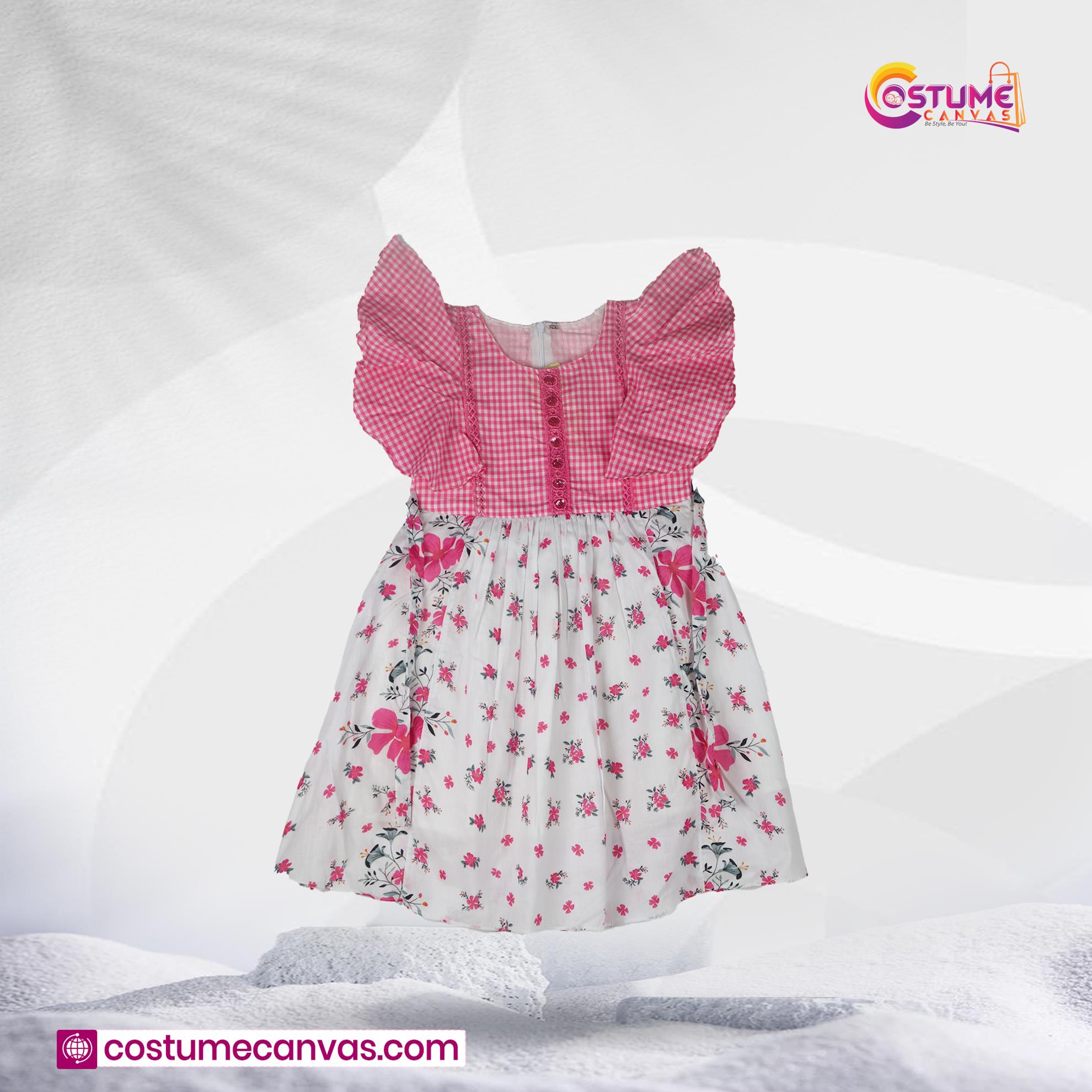 Baby Stylish Frock – Floral Checkered Edition